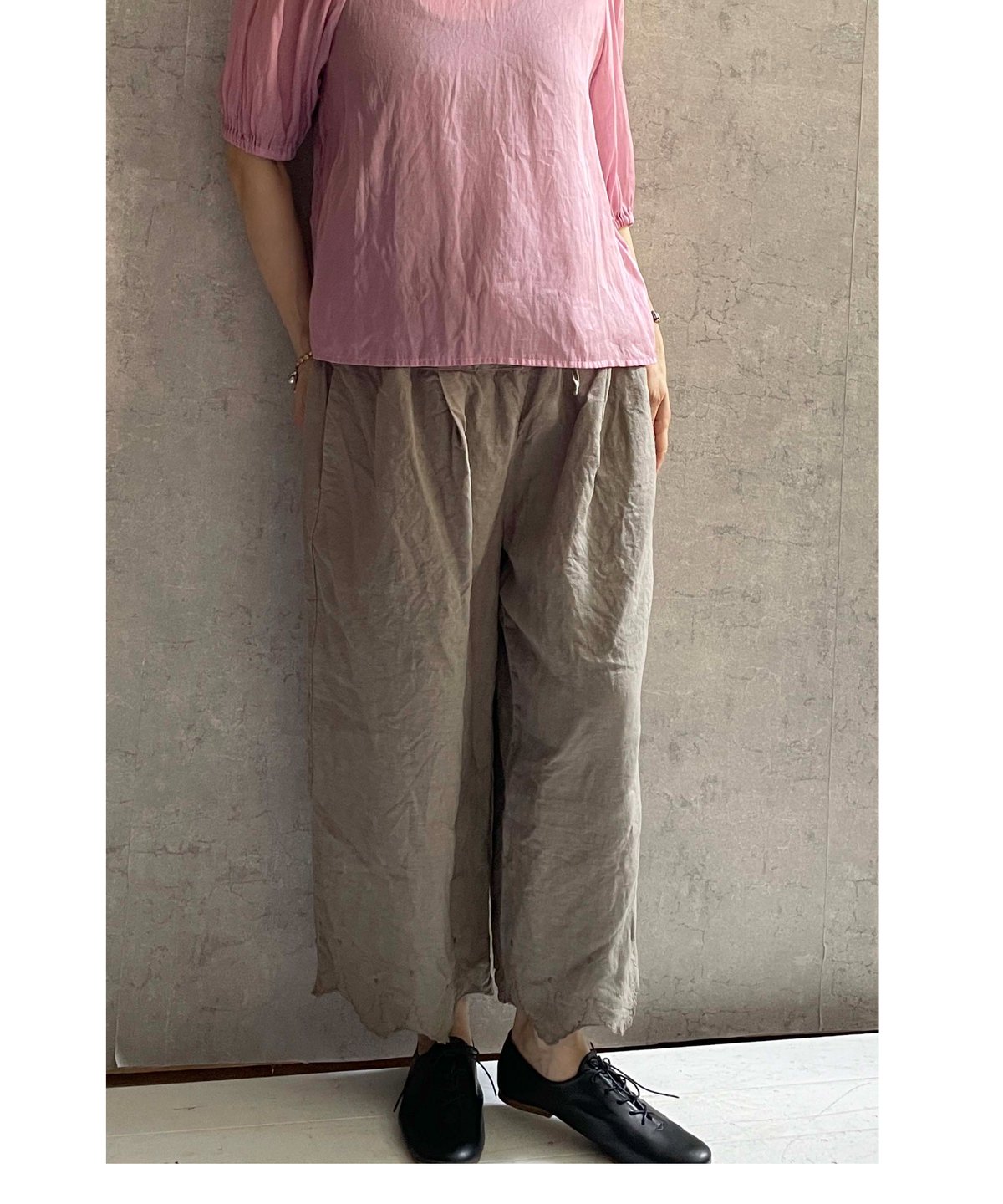 Gauze# G1069 スカラップレースワイドパンツ モカグレー | Le8ème