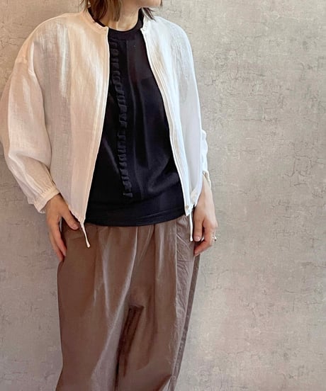 made in japan　Hands of creation  1620628　ワッシャークロスジップアップオーバーブラウス　ベージュ