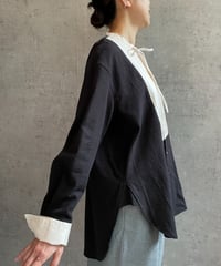 MANON MNN-SH-272  ピンタックリボンブラウス　BLACK