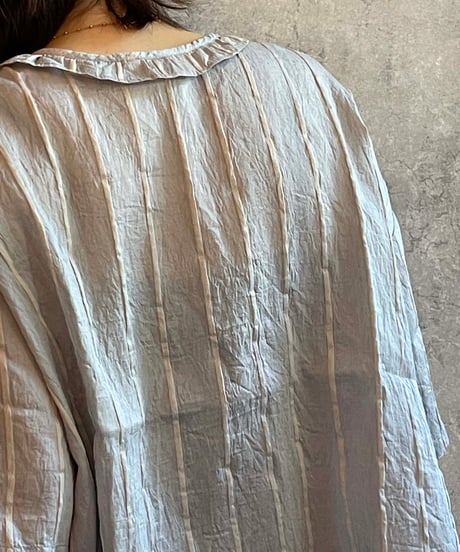 made in japan　ROBE de PEAU  R364　カミーユフリルブラウス　STRIPE