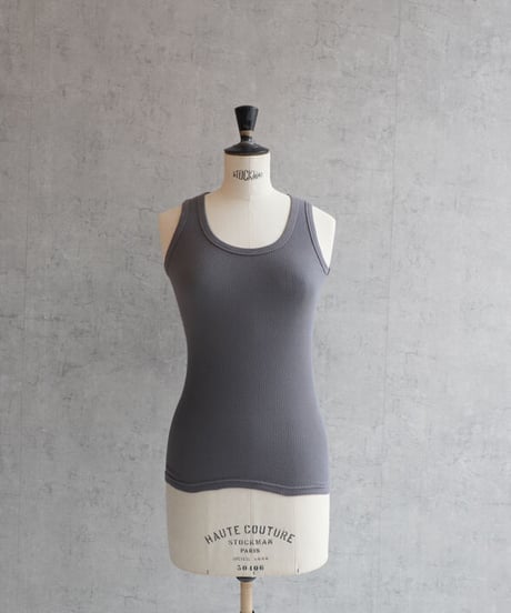 FABRIQUE en planète terre 　221-041　リブUネックタンク　WHITE