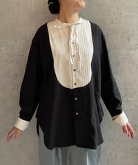 MANON MNN-SH-272  ピンタックリボンブラウス　BLACK