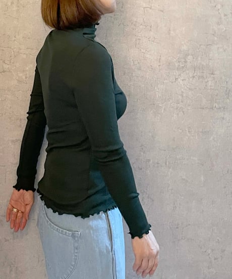 FABRIQUE en planète terre 　252−088　FABRIQUE en planete terre ウォッシャブルウール メローモックネックロングスリーブ　ブリティッシュグリーン