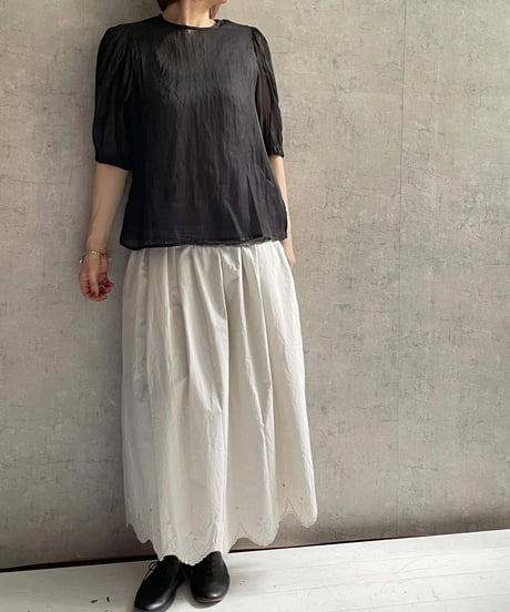 Gauze# G1063　スカラップレースギャザースカート