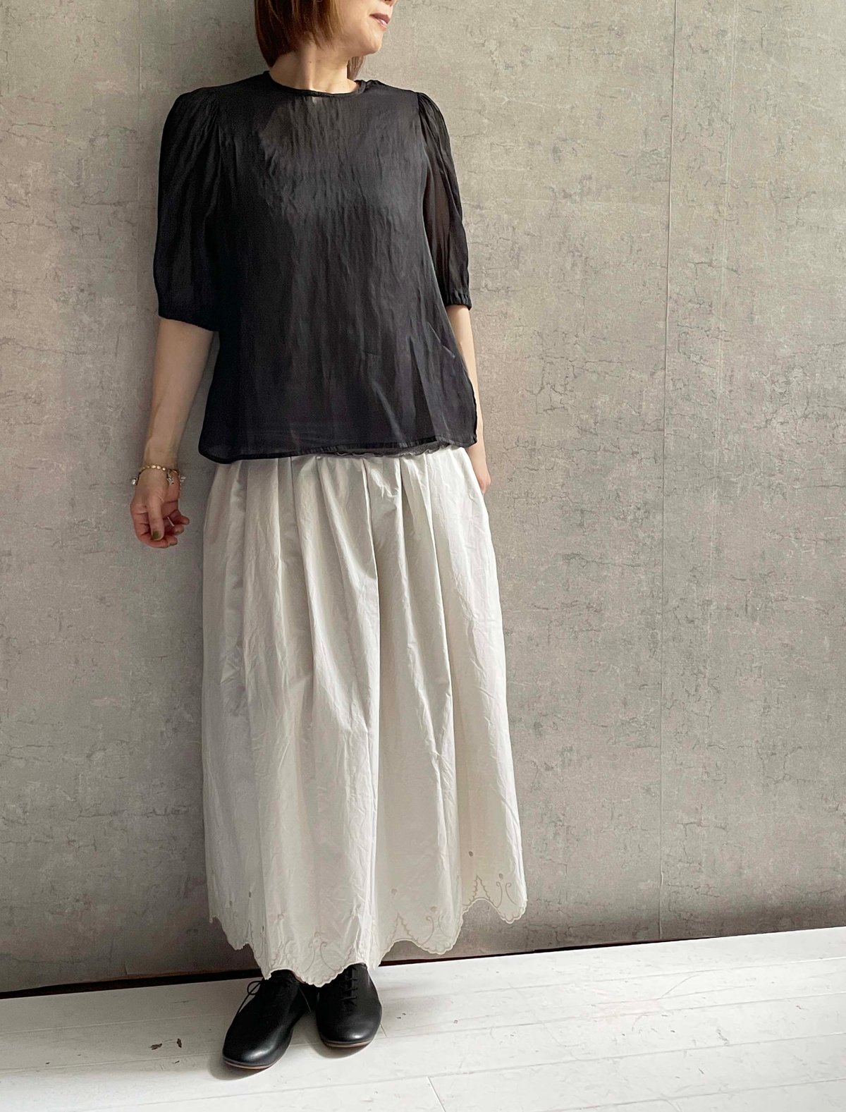 Gauze# G1063 スカラップレースギャザースカート | Le8ème