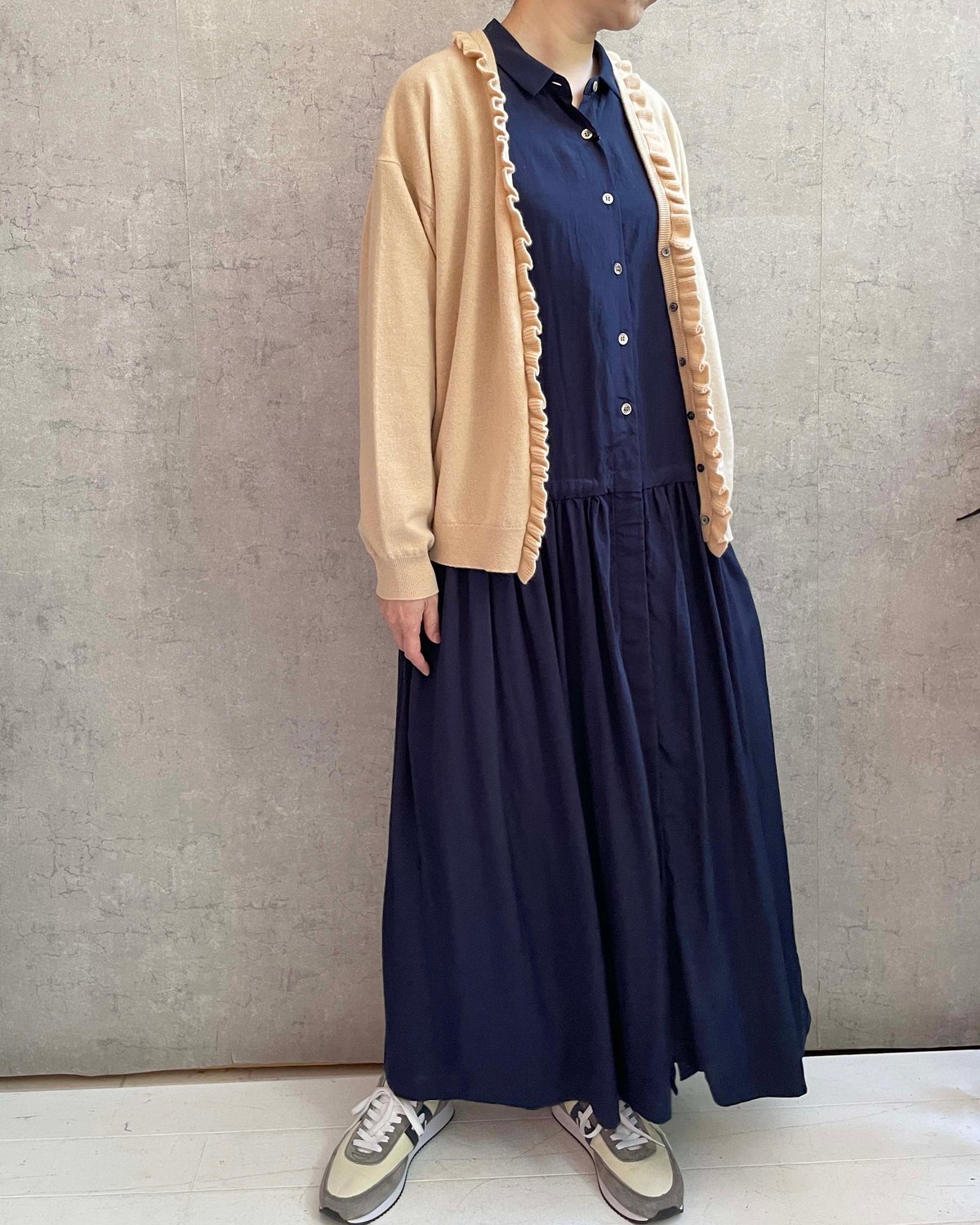 ハンズオブクリエイション　未使用品　メリノウール　フリル2ウェイカーディガン Hands of creation super merino ポイントフリル2wayカーディ