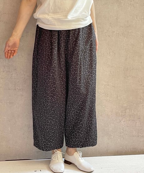 made in Japan　LABORATORY　LA443　コットンレオパードカンフーパンツ　ブラック