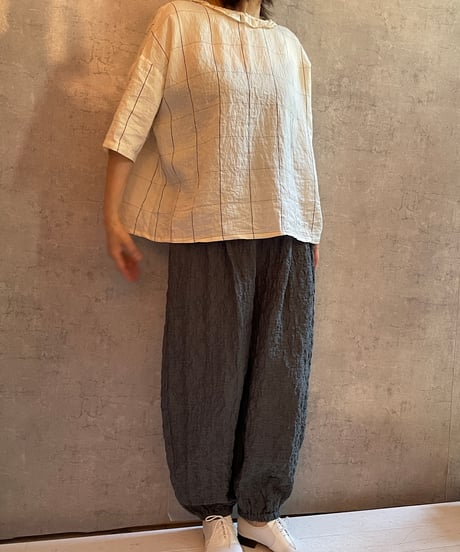 made in japan　ROBE de PEAU  R364　カミーユフリルブラウス　CHECK