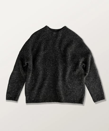 DK-0263　ネップニットボトルネックセーター　  CHARCOAL