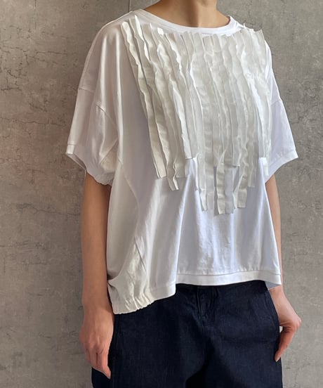 In trace(イントレース）8T010kh　クラッシュキルトTEE　カーキ×ブラウン