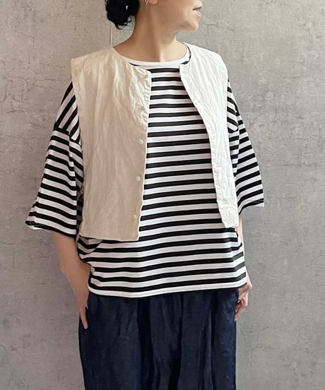 ROBE de PEAU  R232 コットンリネン２WAY ジレ　GREY(グレーベージュ）