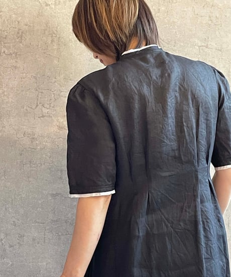 ROBE de PEAU  R362  DAYLIGHT ROBE 麻のワンピース　BLACK