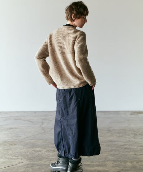 DK-0263　ネップニットボトルネックセーター　 BEIGE