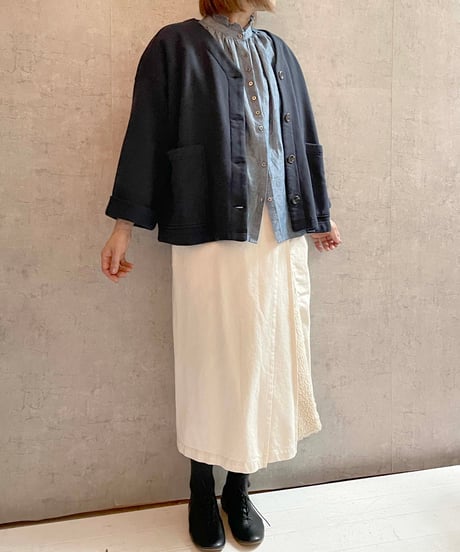 FABRIQUE en planète terre 　252−061  裏起毛巾広カーディガン　チャコールグレー