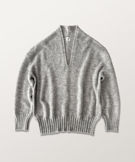 DK-0163　ベビーアルパカＶネックニット　LIGHT GREY