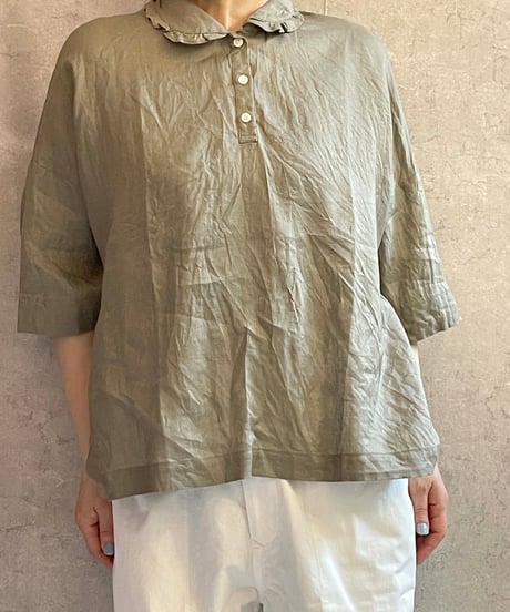 LABORATORY　LA469　ラミーリネンスザンヌプルオーバー　GRAYISH KHAKI