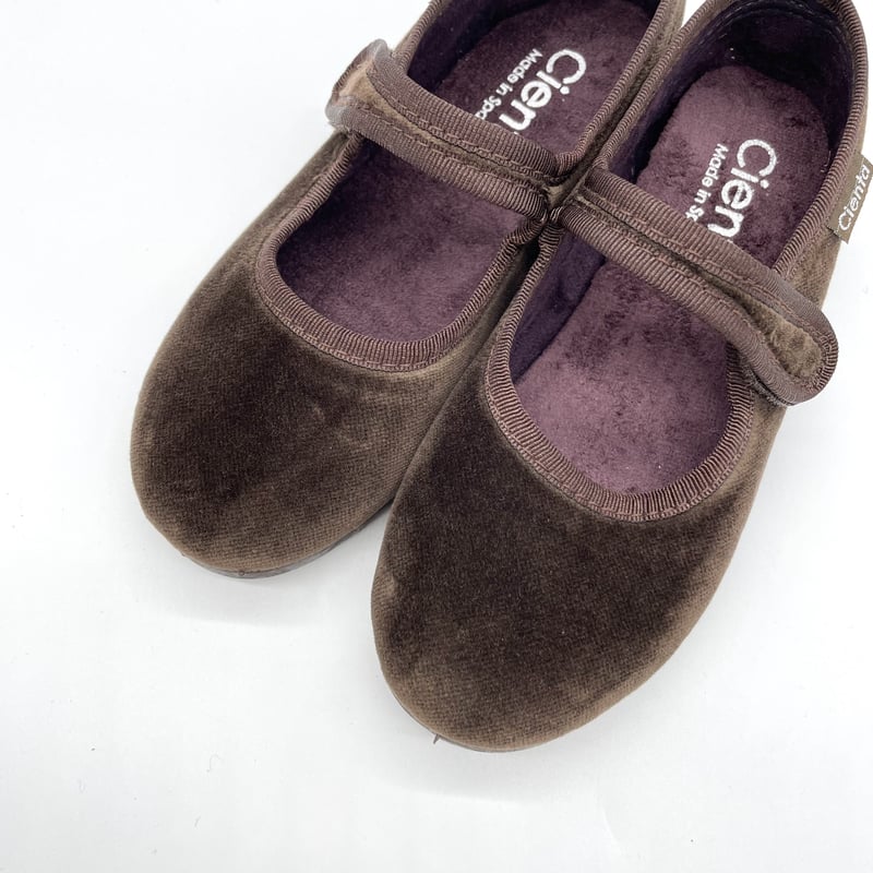 Cienta - Velour formal strap shoes BROWN 500075
