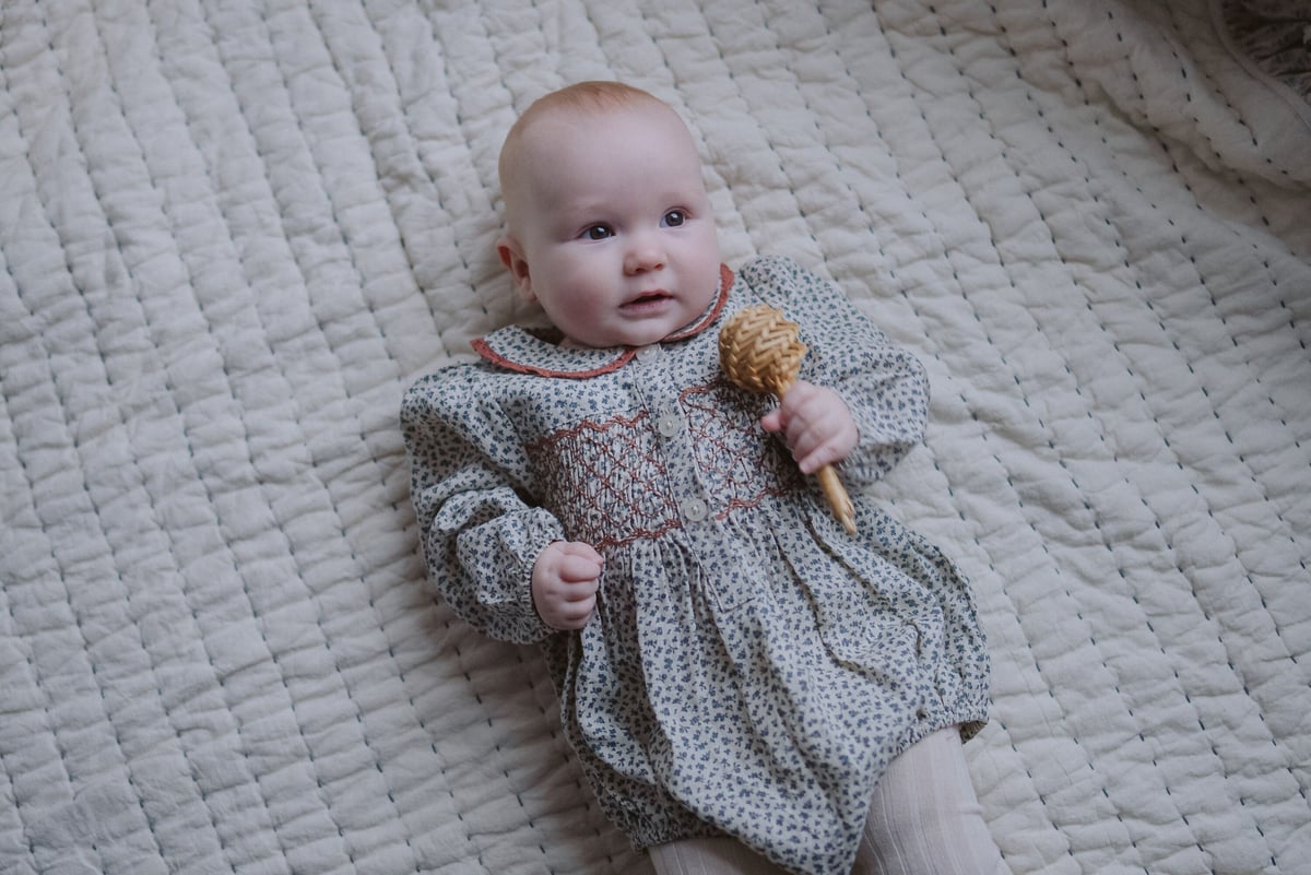 Little Cotton Clothes -Organic Emilie smocked Romper(6M-3Y)