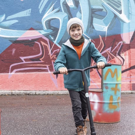 残り1点（3-4Y）Disana - Boiled wool jacket - grey