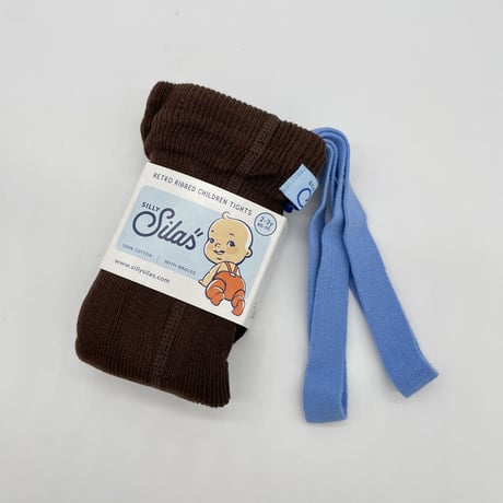 SILLY SILAS - footed tights BROWN & LIGHT BLUE