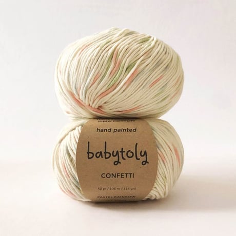 Babytoly Organic Pima cotton yarns - Confetti Pastel Rainbow（毛糸）