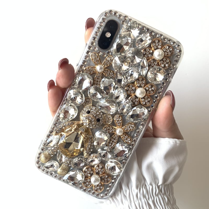 ジュエルペットてぃんくる☆ iPhone6Plusケースセット 未開封 シルバー 超大粒ストーン シルバー×Bearゴールド iPhoneケース | ブラック