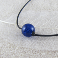 精油ガラス球ネックレス「Blue・紐黒」専用スポイト付き