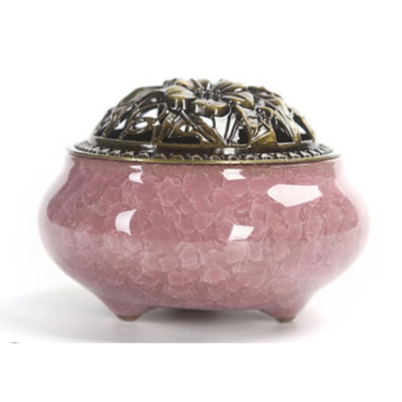 渦巻新山檀香48巻＋香炉「Pink」＋線香立ての3点セット | GOMIKAN