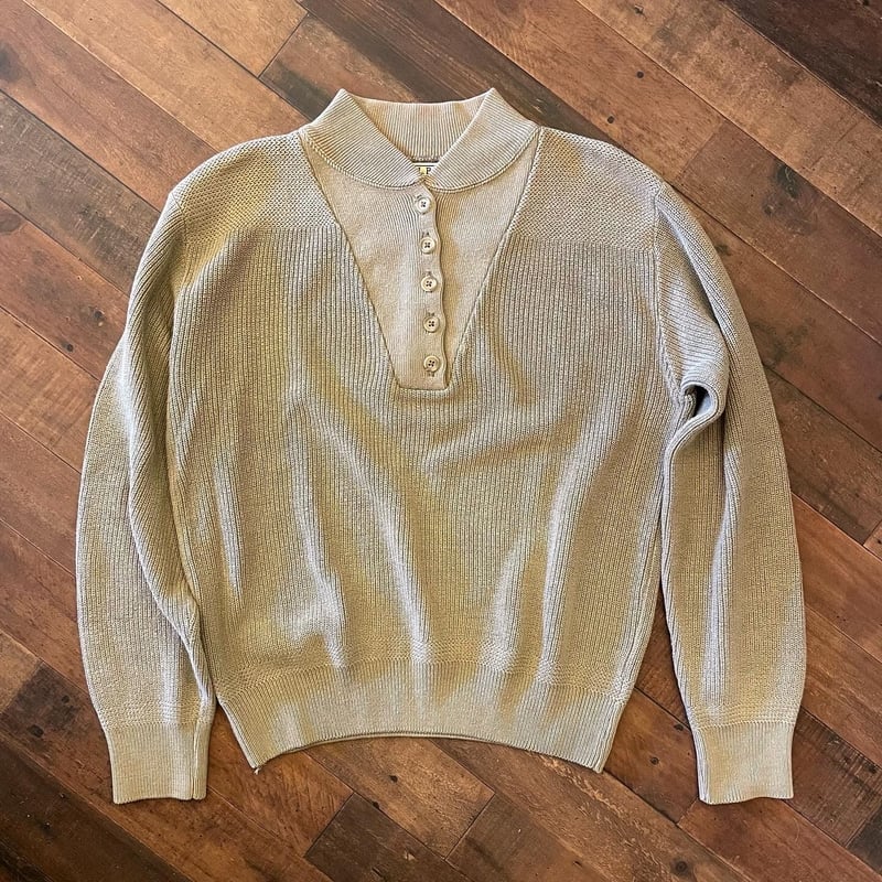 90s L.L.Bean henley neck cotton knit (made in U