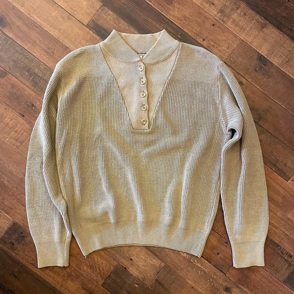 90s L.L.Bean henley neck cotton knit (made in U