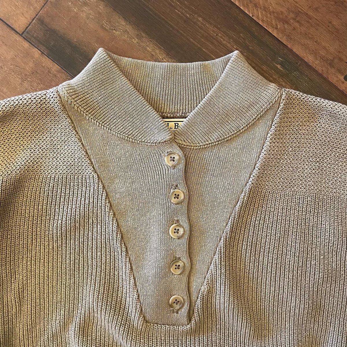 90s L.L.Bean henley neck cotton knit (made in U