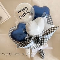 ギンガムチェックのメッセージ付きお祝いブーケ