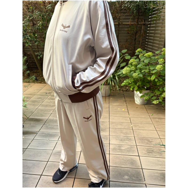 フュージョンロゴトラックジャケット(ベージュ×ブラウン) | maruore-store