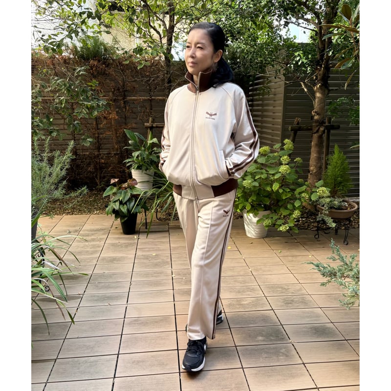 フュージョンロゴトラックジャケット(ベージュ×ブラウン) | maruore-store