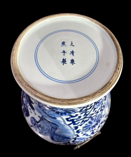中国現地買付 蓋付き 丸壺 [草花文仙人人物絵] 中国雑貨 壺 フラワーベース 花瓶 花入れ 花器 陶器 中国 古美術 骨董品 アンティーク