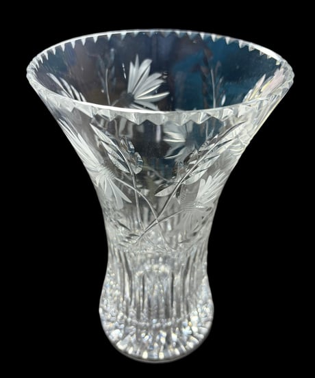 ボヘミアガラス 花瓶 フラワーベース クリスタル 硝子 花入れ 花器 陶器 インテリア 昭和 レトロ 骨董品 アンティーク