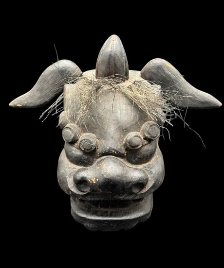 時代物 獅子頭 古手 木彫り 獅子舞 魔除け 置物 コレクション オブジェ 古美術 骨董品 アンティーク