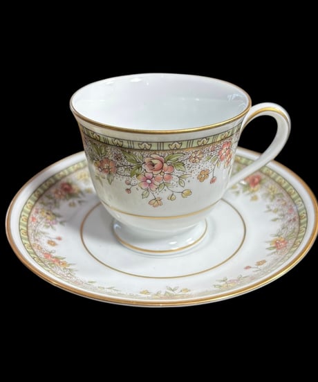 【6客揃】Noritake FIGARO カップ&ソーサー 花柄 日本陶器会社 マグカップ 紅茶 コーヒー カップ 器 茶器 昭和 レトロ アンティーク