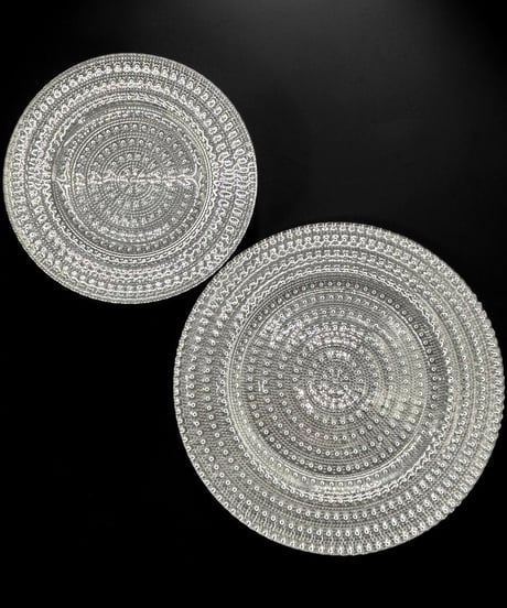 【2枚組】 カステヘルミ プレート 純喫茶 デザート皿 ガラス 食器 昭和 レトロ 工芸品 アンティーク