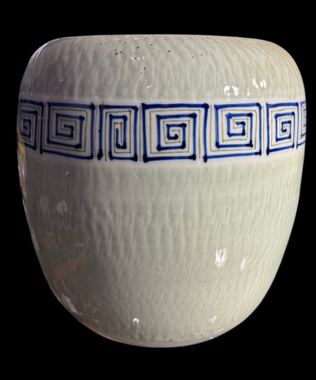 平安 染付 火鉢 白磁 火鉢 陶器 時代物 古道具 骨董品 アンティーク