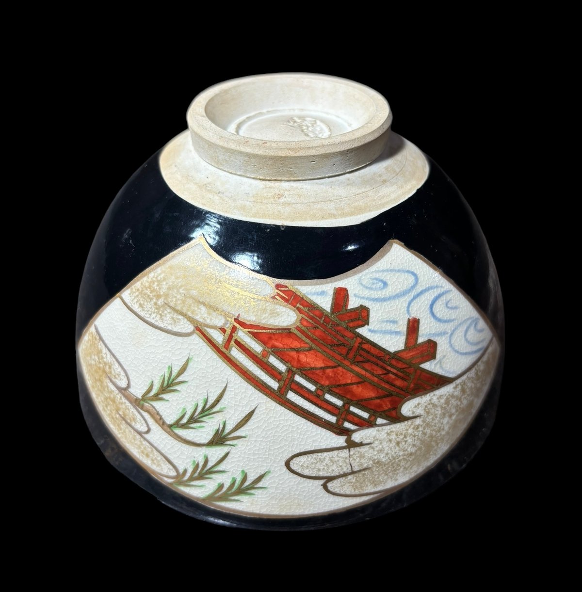 橋本紫雲 作 茶碗 [梅 柳橋図絵] 茶道具 茶器 煎茶道具 和食器