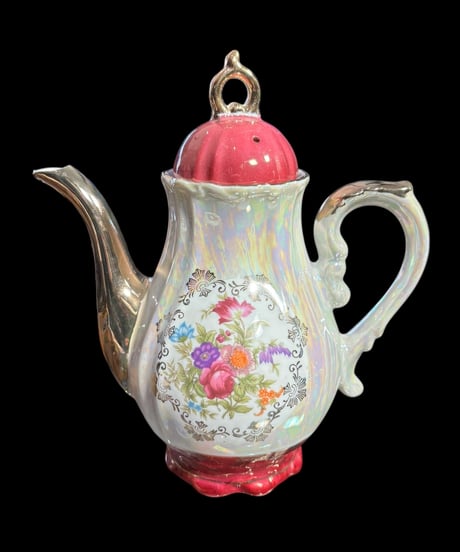 【5客揃】 China Rose カップ&ソーサー ポット 薔薇 オーロラ 花柄 紅茶 コーヒー カップ 茶器 昭和 レトロ アンティーク