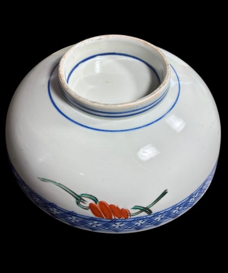 古伊万里 大鉢 [梅草花文図] 手描き 色絵 巻物 鉢 取り皿 飾り皿 和食器 明治 伊万里 陶器 骨董品 アンティーク