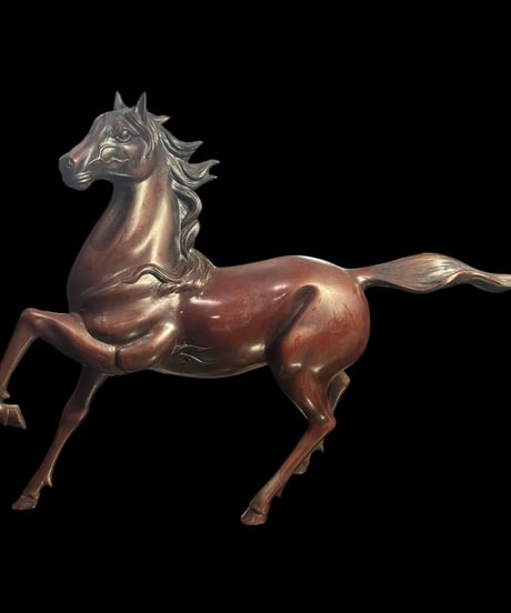 ブロンズ 馬 置物 干支 跳ね馬 縁起物 飾り 彫刻美術 銅製 工芸品 インテリア オブジェ 骨董品 アンティーク