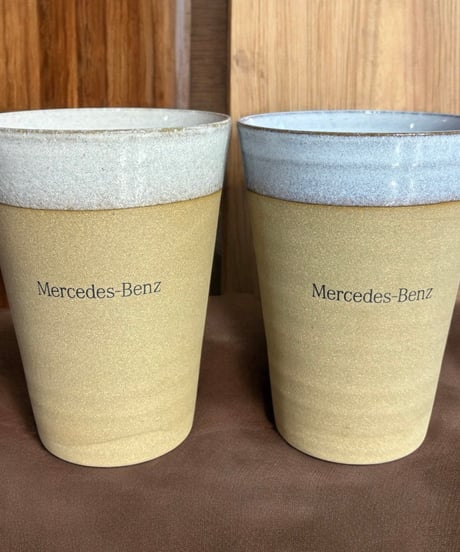 【2客セット】メルセデスベンツ 橘 ペアグラス タンブラー コップ 食器 陶器 美術品 レトロ アンティーク