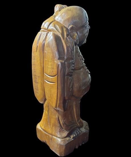 木彫り 布袋尊 七福神 木製 布袋様 商売繫盛 縁起物 彫刻 仏像 古美術 インテリア 置物 オブジェ 骨董品 アンティーク