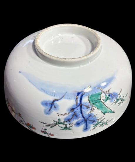 古伊万里 大鉢 鶴亀松竹梅 柿右衛門様式 色絵 鉢 取り皿 飾り皿 和食器 明治 伊万里 陶器 骨董品 アンティーク