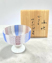 藤田喬平 手吹 ヴェニス ワイングラス 共箱 コンポート ガラス 作家物 古美術 時代物 アンティーク