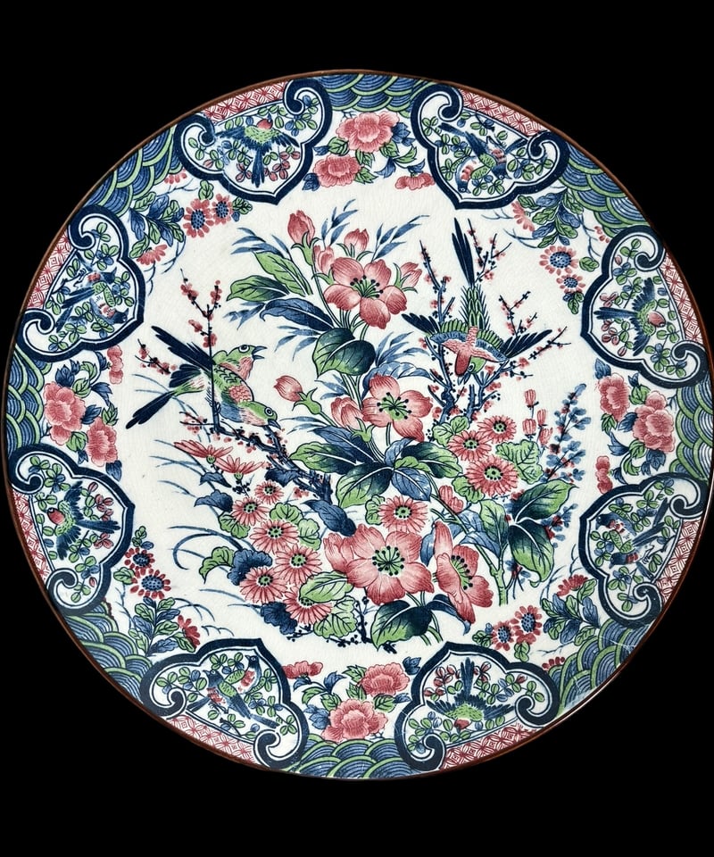 有田焼 精峰窯 [草花鳥文絵] 花柄 大皿 プレート 平皿 丸皿 盛り