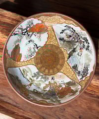 【希少!!】九谷造 なます皿 色絵 金彩 [松竹梅鳥文風景窓絵 粉彩人物絵] 平皿 取り皿 盛り皿 飾り皿 久谷 古久谷 和食器 骨董品 アンティーク